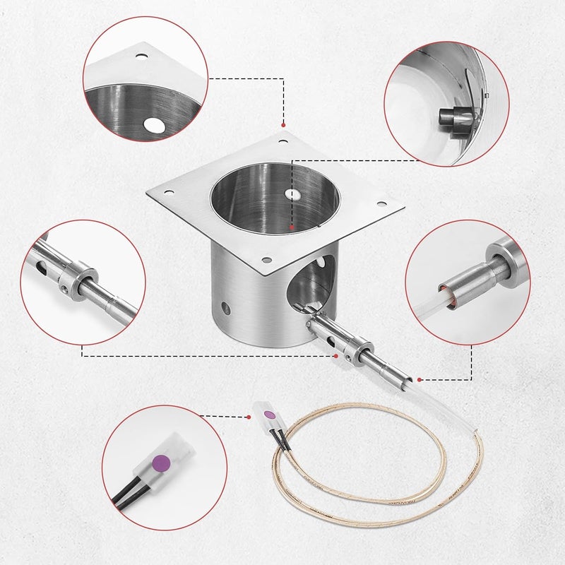 BBQ-Yummy Stainless Steel Fire Burn Pot and Hot Rod Ignitor Kit for Traeger and Pit Boss,Camp Chef Pellet Grills, Heavy Duty Fire Pot Burner Pot Pellet Grill Replacement Parts with Ash Remover, Screws and Fuse - Image 2